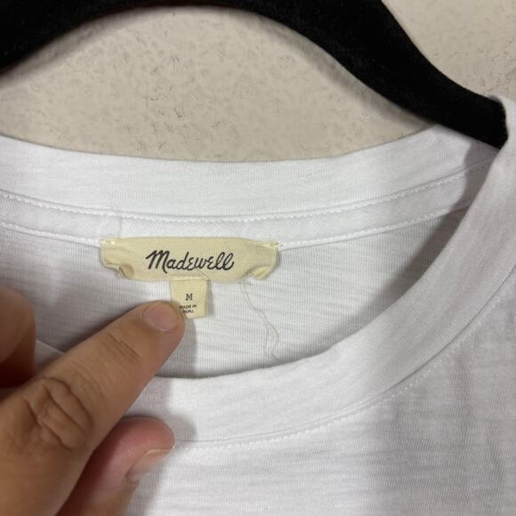 Madewell Medium Crew Neck White Pima Cotton Peru Boxy Crop Tee in Soft Slub - Picture 7 of 9